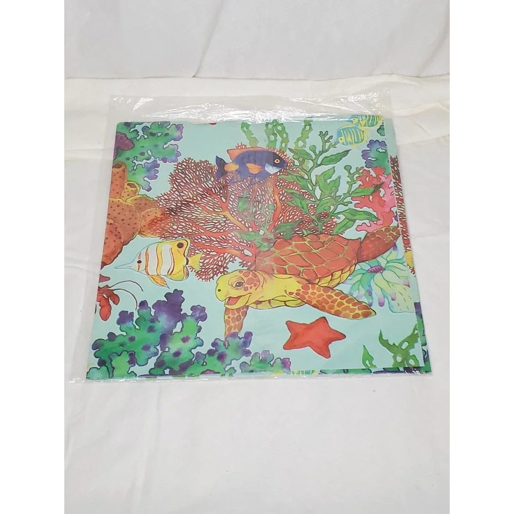 Vintage Artfaire Gift Wrap 4 Sheets Sea Turtle Coral Reef Shells Ocean 20x30